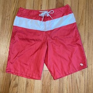 NWOT Men’s Small Abercrombie & Fitch Red and White Swim Trunks